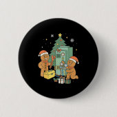 Hvac Gingerbread Christmas Technician Construction Button (Vorderseite)