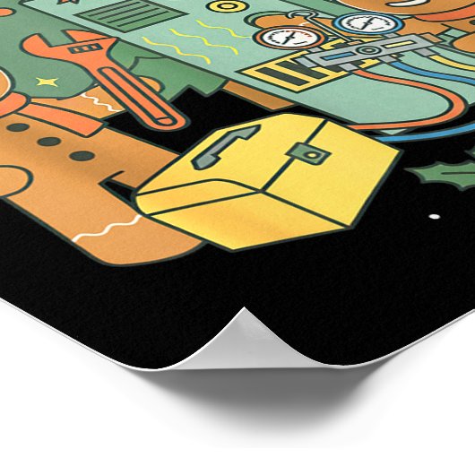 Hvac Gingerbread Christmas Technician Construction Poster (Ecke)