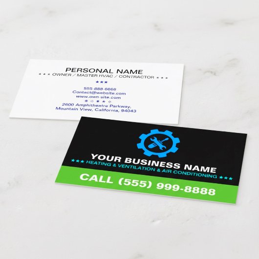 HVAC Heating & Air Conditioning | Logo on Black Visitenkarte