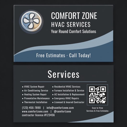 HVAC Heating & Air QR Code Professional  Visitenkarte
