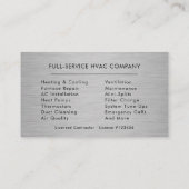 HVAC Heating and Air Black Steel Metallic Visitenkarte (Rückseite)
