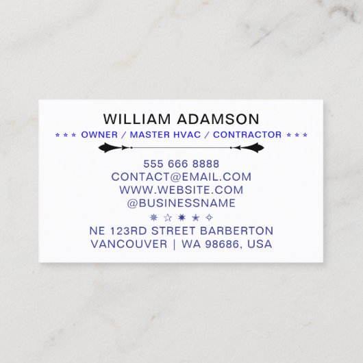 HVAC Logo & QR Code | Heating & Air Conditioning Visitenkarte (Rückseite)