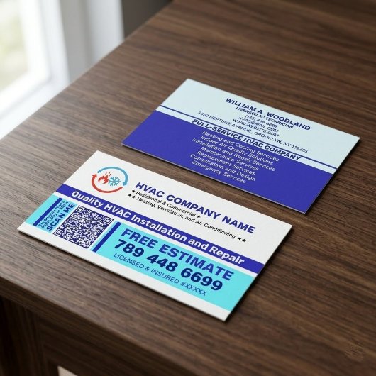 HVAC-Logo & QR-Code & Slogans | Installation & Rep Visitenkarte