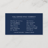 HVAC Navy Blue Silver Visitenkarte (Rückseite)