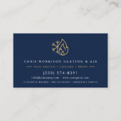HVAC Services Company Navy Blue Gold QR Code Visitenkarte (Vorderseite)