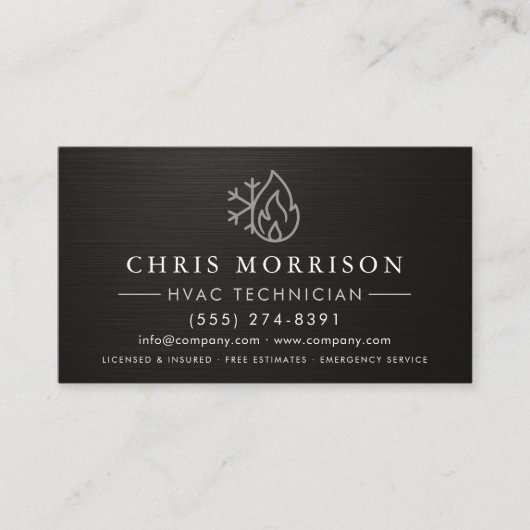 HVAC Services QR Code Black Visitenkarte (Vorderseite)