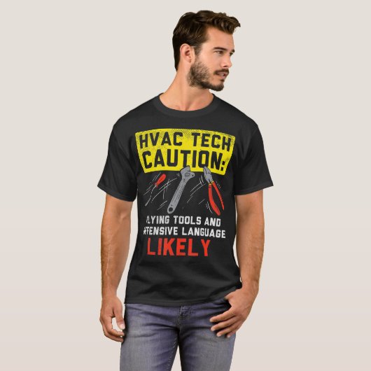 HVAC Tech Caution Flying Tools HVAC Technician Ins T-Shirt (Vorne ganz)
