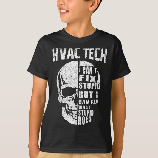 Hvac Tech for Men Funny Skull Ich kann keine Fehle T-Shirt (Vorderseite)