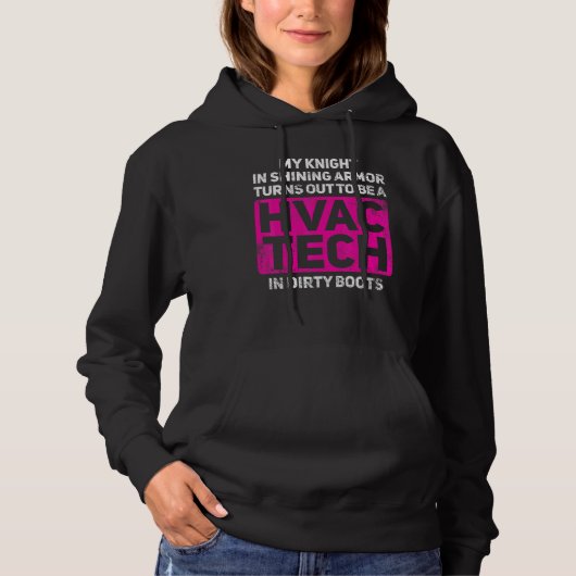 Hvac Tech Techniker Girlfriend Ehefrau Vintag Hoodie (Vorderseite)