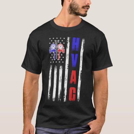 HVAC Tech US-Flaggentechniker T-Shirt (Vorderseite)