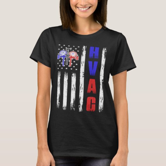 HVAC Tech US-Flaggentechniker T-Shirt (Vorderseite)