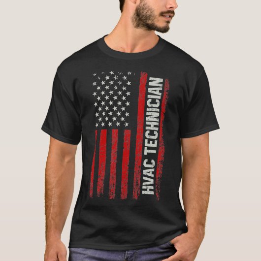HVAC Technician Amerikanische Flagge hvac _1 T-Shirt (Vorderseite)