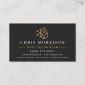 HVAC Technician Black Gold Logo Metallic Visitenkarte (Vorderseite)