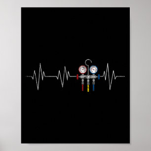 Hvac Technician Ekg Heartbeat Vintag Funny Hvac T Poster