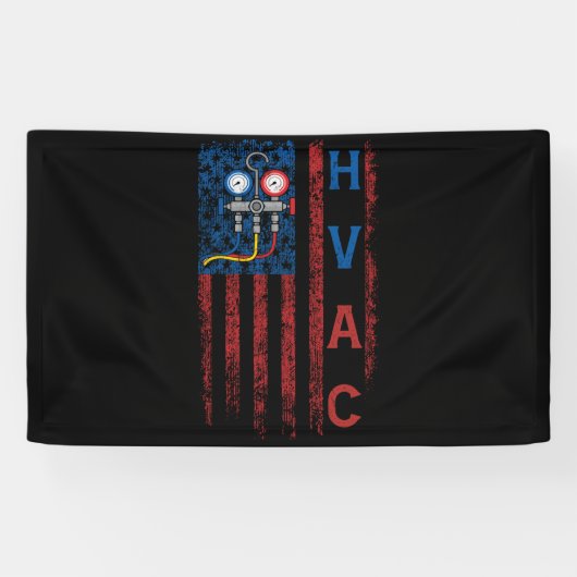 HVAC Technician Flag USA Vintag Banner (Horizontal)