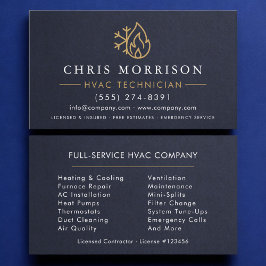 HVAC Technician Navy Blue Gold Modern Visitenkarte