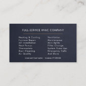 HVAC Technician Navy Blue Gold Modern Visitenkarte (Rückseite)