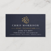 HVAC Technician Navy Blue Gold Modern Visitenkarte (Vorderseite)