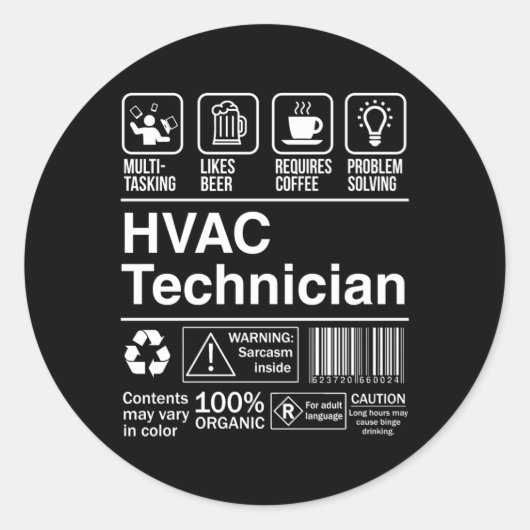 Hvac Technician Product Label Runder Aufkleber (Vorderseite)