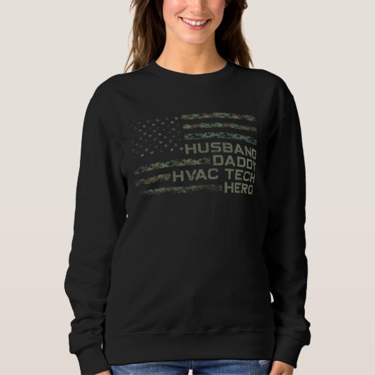 HVAC Technician Tech American Flag Vintage Husband Sweatshirt (Vorderseite)