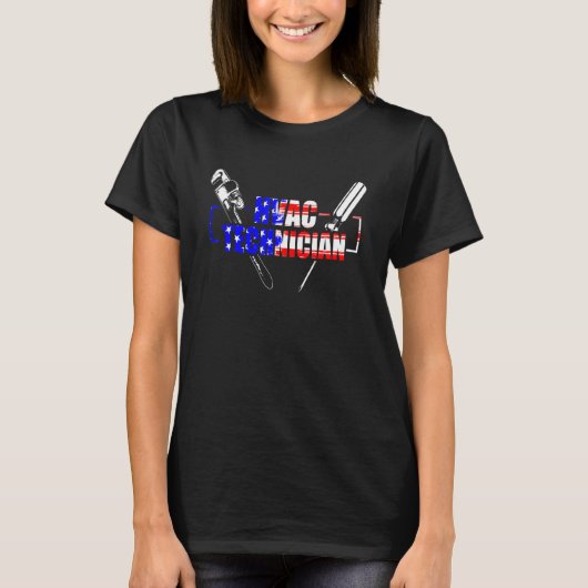 HVAC Technician USA Flag HVAC Tech T-Shirt (Vorderseite)
