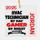 HVAC Techniker-Lieben spielen Videospiele Keramikornament (Vorderseite)