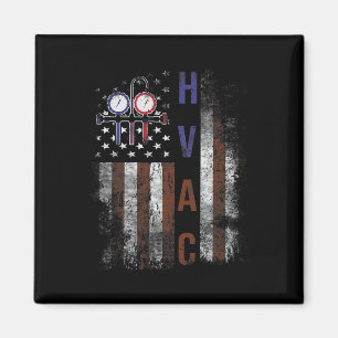 Hvac-Techniker Männer Amerikanische Flagge USA Vin Magnet