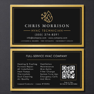 HVAC-Techniker-QR-Code Gold Metallisch Visitenkarte