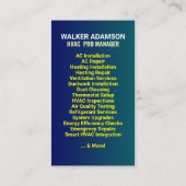 HVAC-Techniker und Unternehmer | Beruflicher Sloga Visitenkarte (Rückseite)