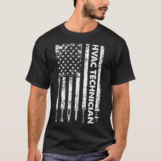 HVAC Technique US Flag Funny HVAC Tech  T-Shirt (Vorderseite)