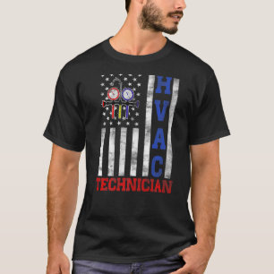 HVAC Technique USA Flag HVAC Tech D T-Shirt