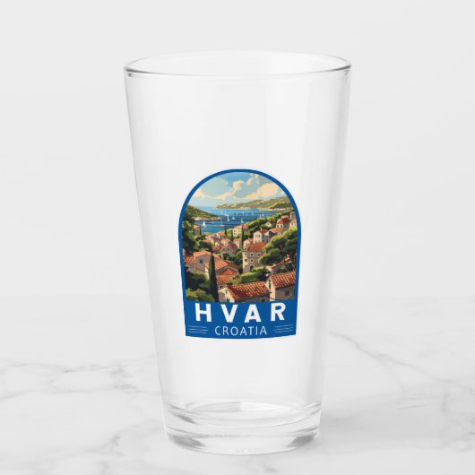 Hvar Croatia Reisen Art Vintag Glas (Vorderseite)