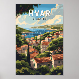Hvar Croatia Reisen Art Vintag Poster