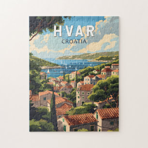 Hvar Croatia Reisen Art Vintag Puzzle