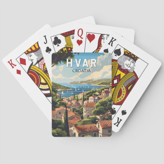 Hvar Croatia Reisen Art Vintag Spielkarten (Rückseite)
