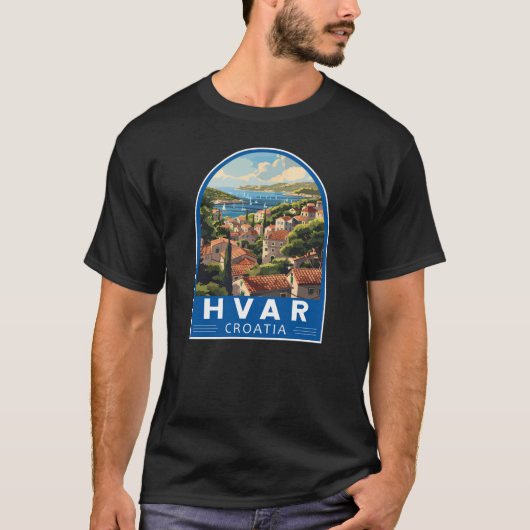 Hvar Croatia Reisen Art Vintag T-Shirt (Vorderseite)