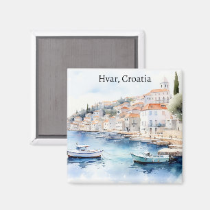 Hvar Croatia Watercolor Travel Magnet