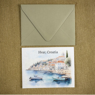 Hvar Croatia Watercolor Travel Postkarte