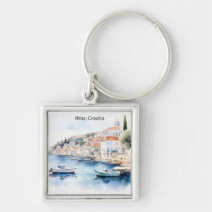 Hvar Croatia Watercolor Travel Schlüsselanhänger