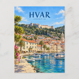 Hvar Malerische Reise Kunst Postkarte