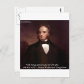 HW Longfellow "Alle kommen herum" Weisheit Zitat G Postkarte (Vorne/Hinten)