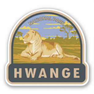 Hwange National Park Zimbabwe Travel Art Vintag Aufkleber