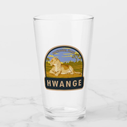 Hwange National Park Zimbabwe Travel Art Vintag Glas (Vorderseite)