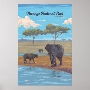 Hwange Nationalpark Simbabwe Afrika Reiseplakat Poster