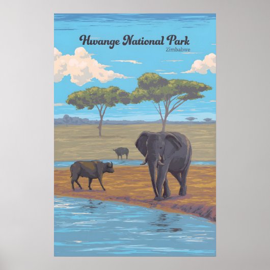 Hwange Nationalpark Simbabwe Afrika Reiseplakat Poster (Vorne)