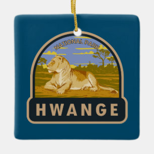 Hwange-Nationalpark Simbabwe Reise Kunst Vintage Keramikornament