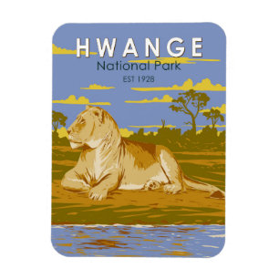 Hwange-Nationalpark Simbabwe Reise Kunst Vintage Magnet