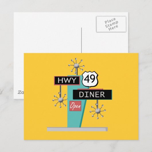 HWY 49 Diner Postkarte (Vorne/Hinten)