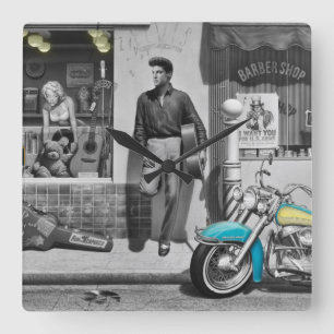 HWY 51 Silver Quadratische Wanduhr