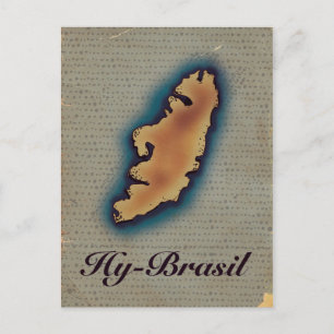 Hy-Brazil Mythological Old Map Postkarte